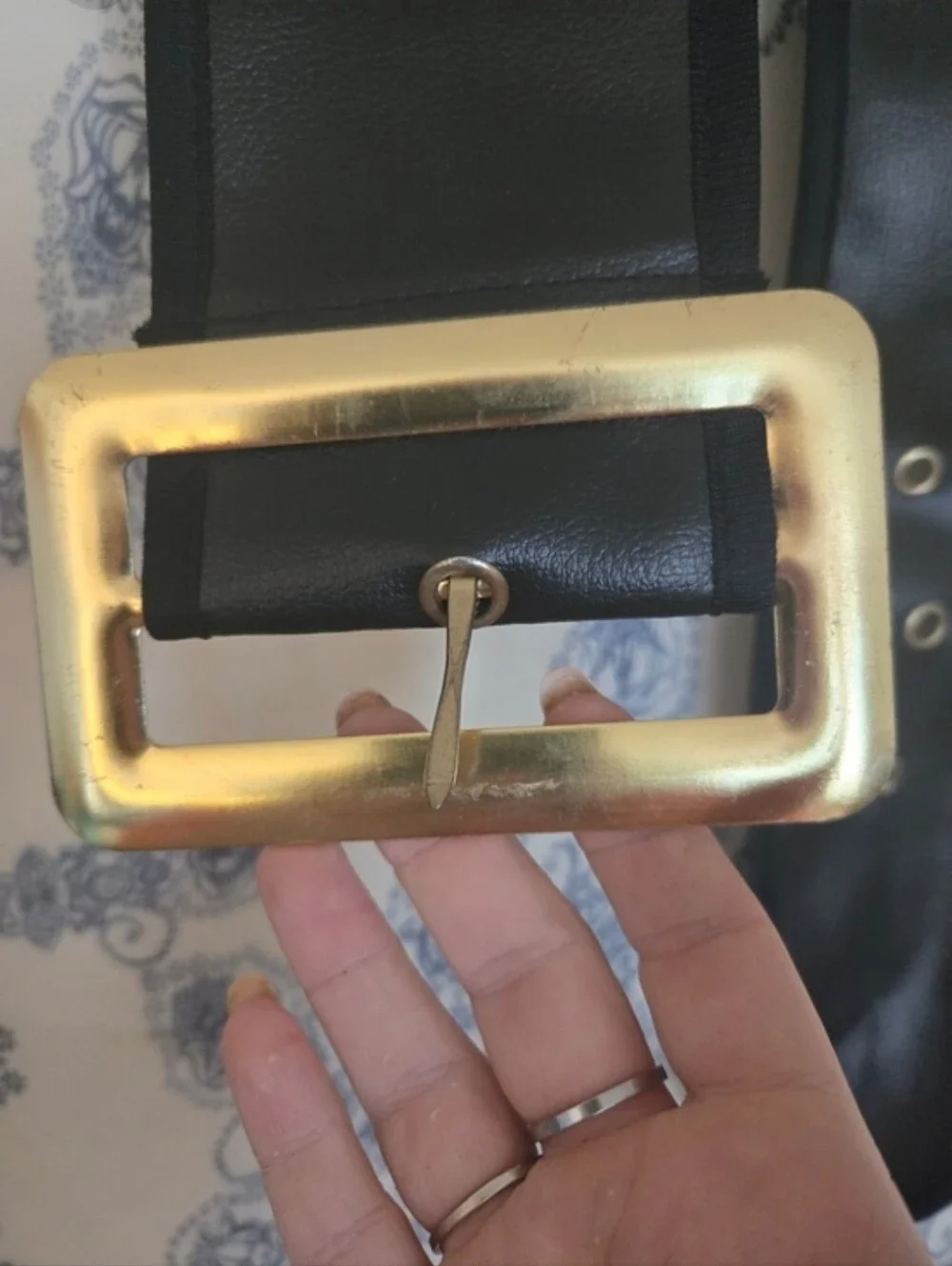 4/$15 Piratecore Wide Black Waist Belt Gold Buckle 66” Boho Gothic Steampunk